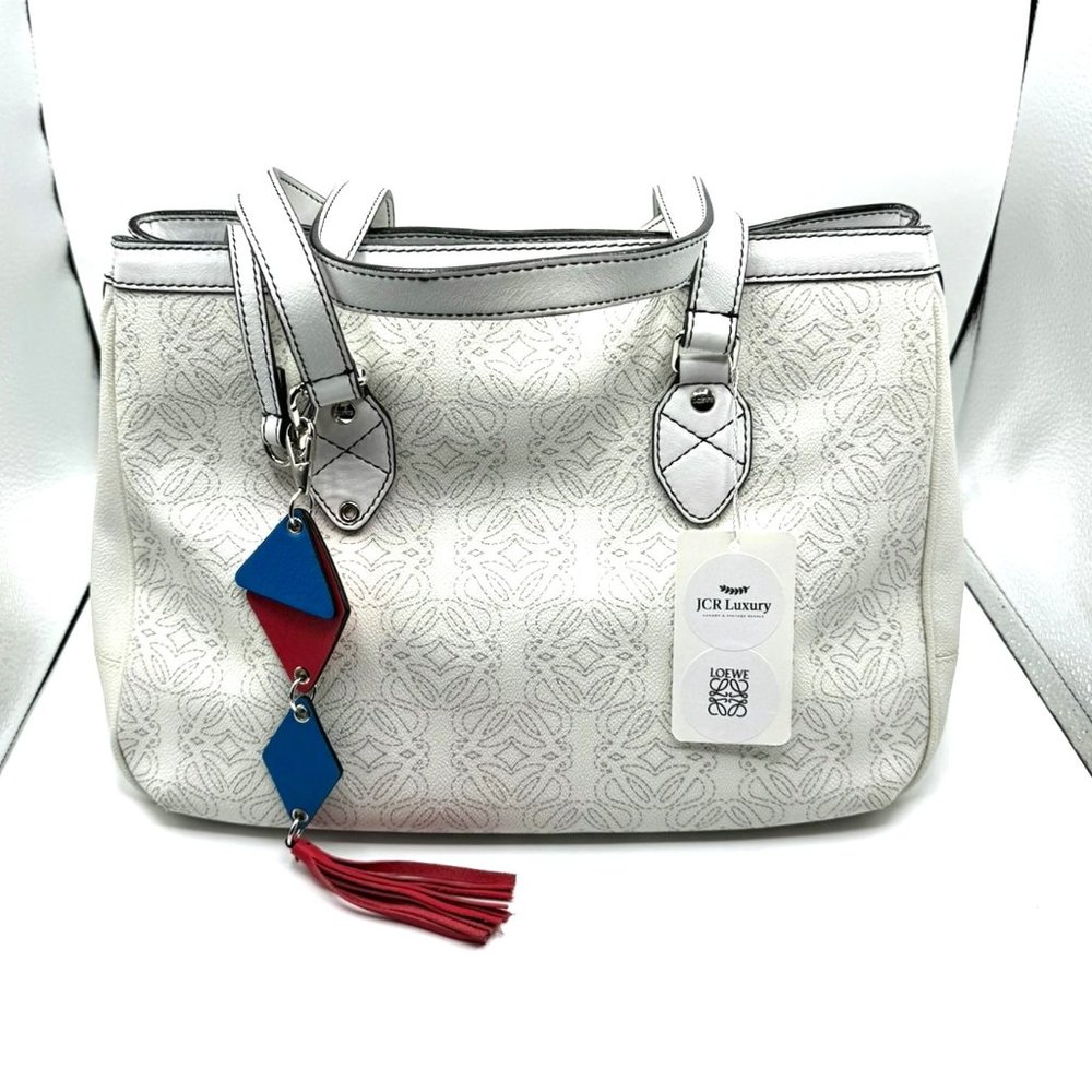 Loewe - Logo Monogram Tote w/ Red & Blue Tassel, Coin Pouch, Original Dust Bag